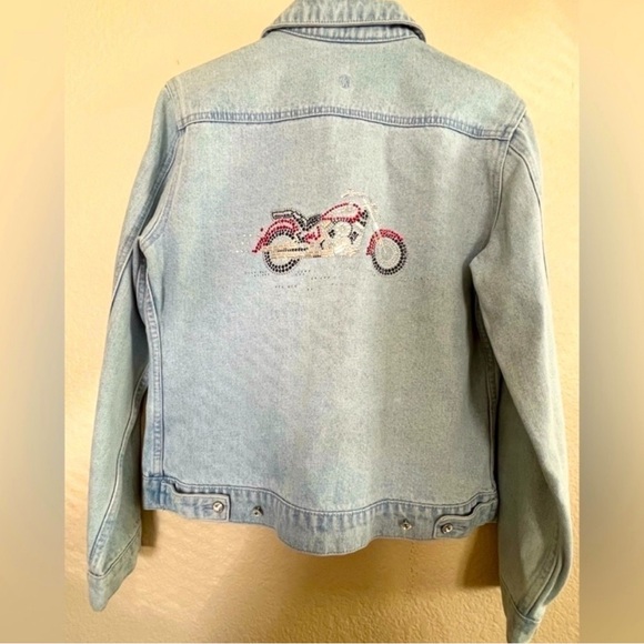 Christine Alexander Jackets & Blazers - Christine Alexander Rhinestone Motorcycle Denim Jacket Vintage 90s – Size S